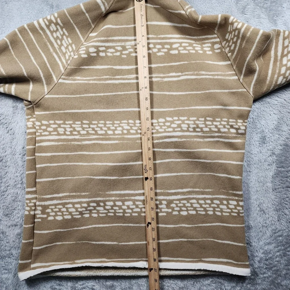 The North Face Gordon Lyons Sweater Mens Large Beige Stripe 1/4 Zip Fleece
